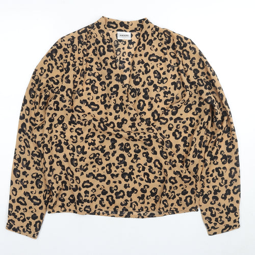 VERO MODA Women's Beige Leopard Print Blouse S