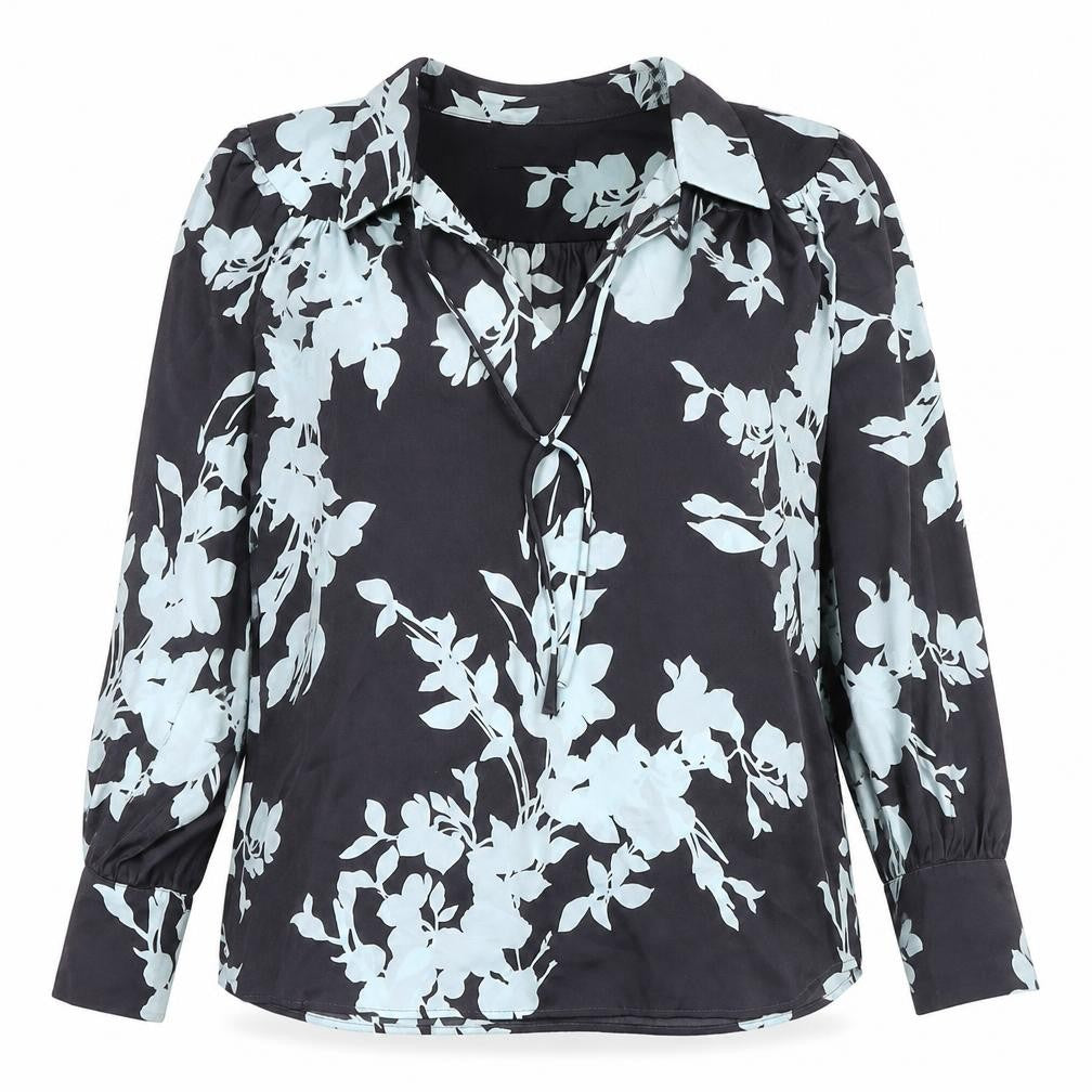 Front view of Marks & Spencer Women's Black Floral Blouse, size 12