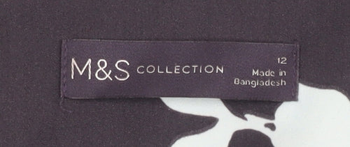 Marks and Spencer Women's Black Floral Blouse Size 12