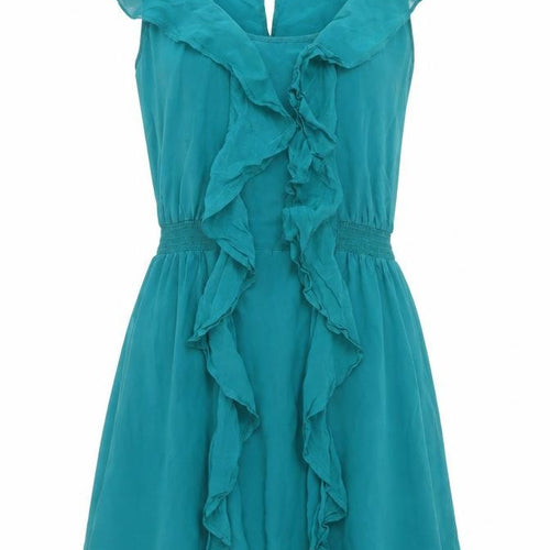Warehouse Women's Green Silk Fit & Flare Dress Size 10