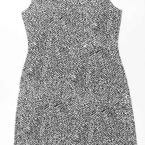 Lands' End Women's Black Geometric Sheath Dress, Size 12