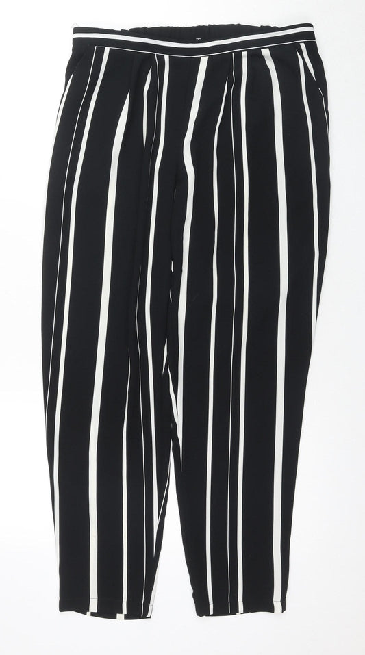 Wallis Women’s Black Striped Jogger Trousers Size 14