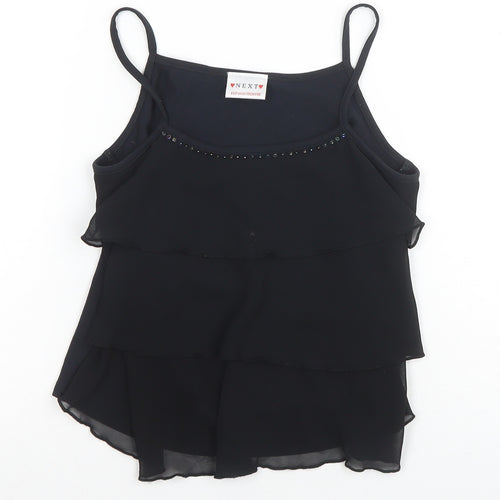 Next Girls Black Camisole Tank Top, Studded Accents, Size 12