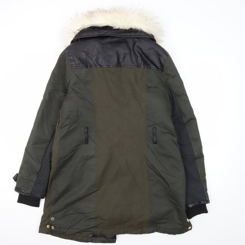 River Island Women's Green Parka Coat Size 12