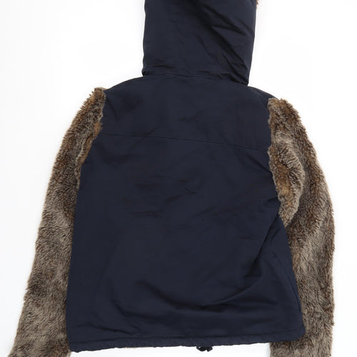Topshop Women's Black Hooded Puffer Jacket Size 12