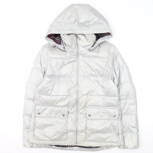 Lands' End Women's Silver XS Puffer Jacket - Petites