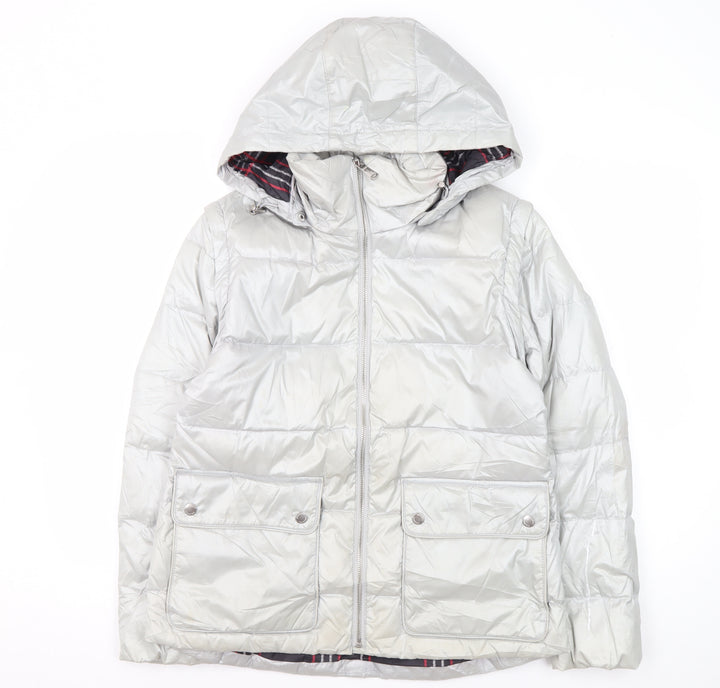 Lands' End Women's Silver XS Puffer Jacket - Petites