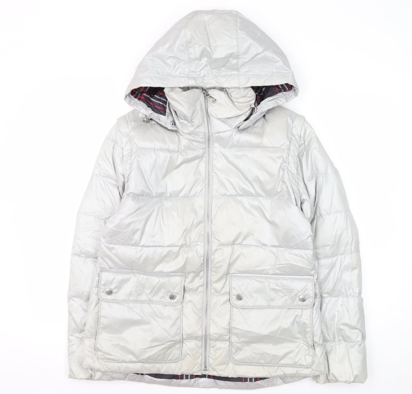 Lands' End Women's Silver XS Puffer Jacket - Petites