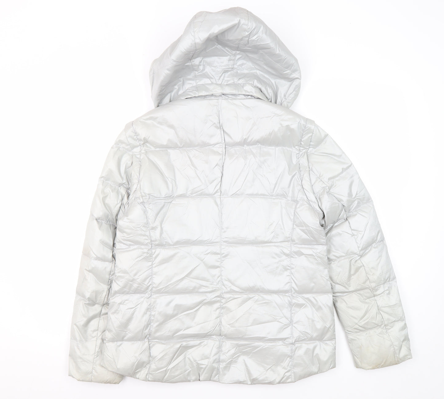 Lands' End Women's Silver XS Puffer Jacket - Petites