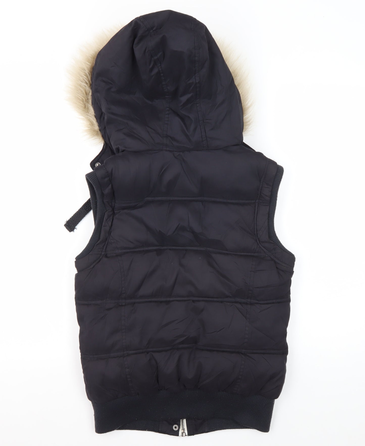New Look Women's Black Puffer Waistcoat, Size 10, Hooded, Casual
