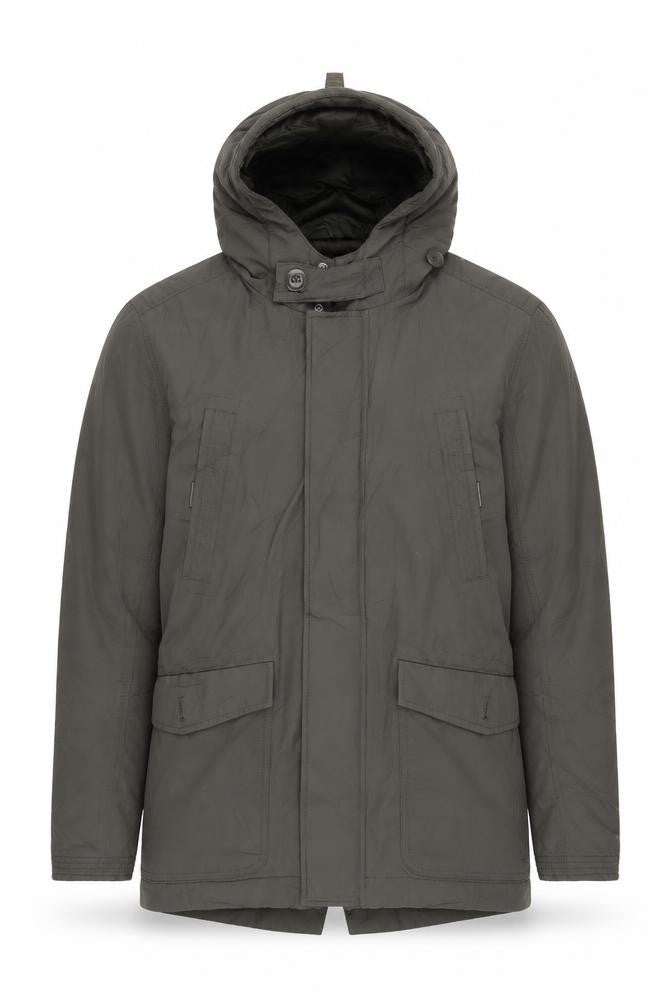 Front view of Next Men's Green Parka XS Hooded Casual Jacket