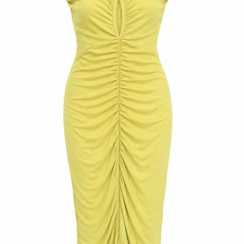 H&M Women's Green Ruched Bodycon Dress Size 12