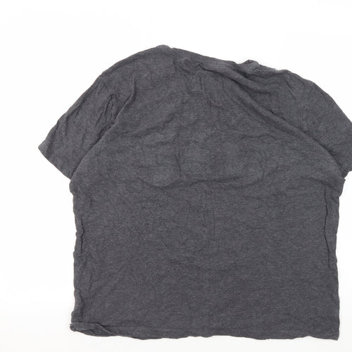 Gap Men's Grey College Logo T-Shirt, Size L, Cotton Jersey