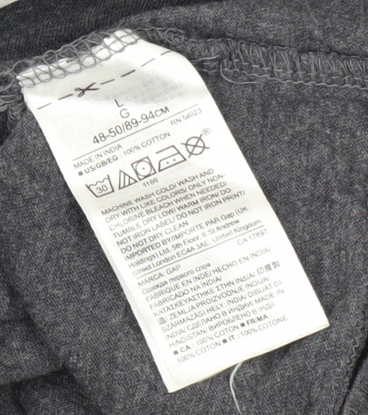Gap Men's Grey College Logo T-Shirt, Size L, Cotton Jersey