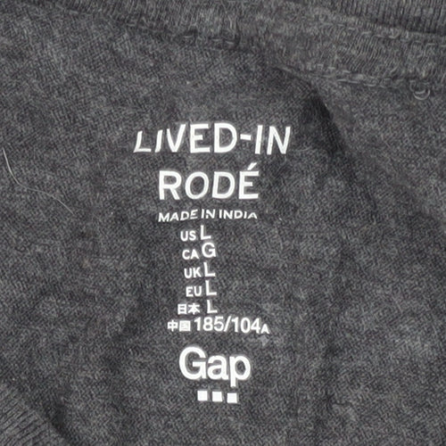 Gap Men's Grey College Logo T-Shirt, Size L, Cotton Jersey