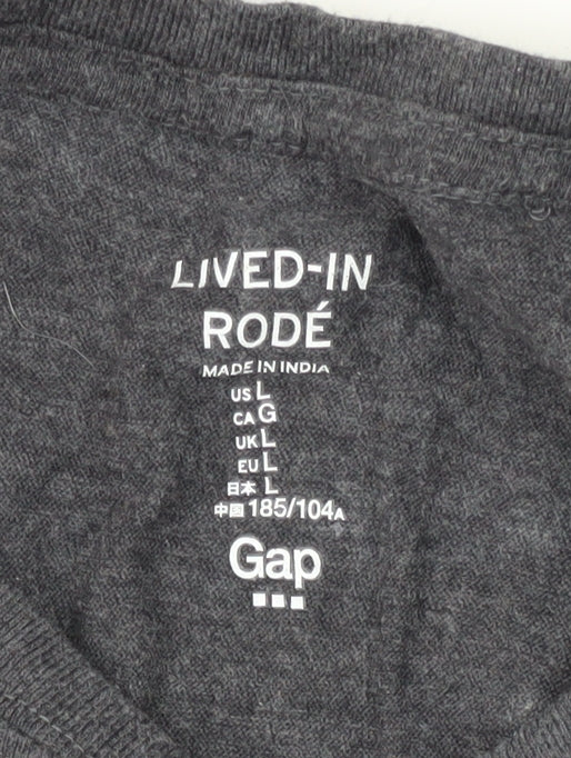 Gap Men's Grey College Logo T-Shirt, Size L, Cotton Jersey
