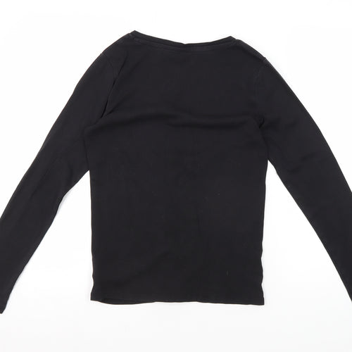 Gap Women's Black V-Neck Long Sleeve T-Shirt M
