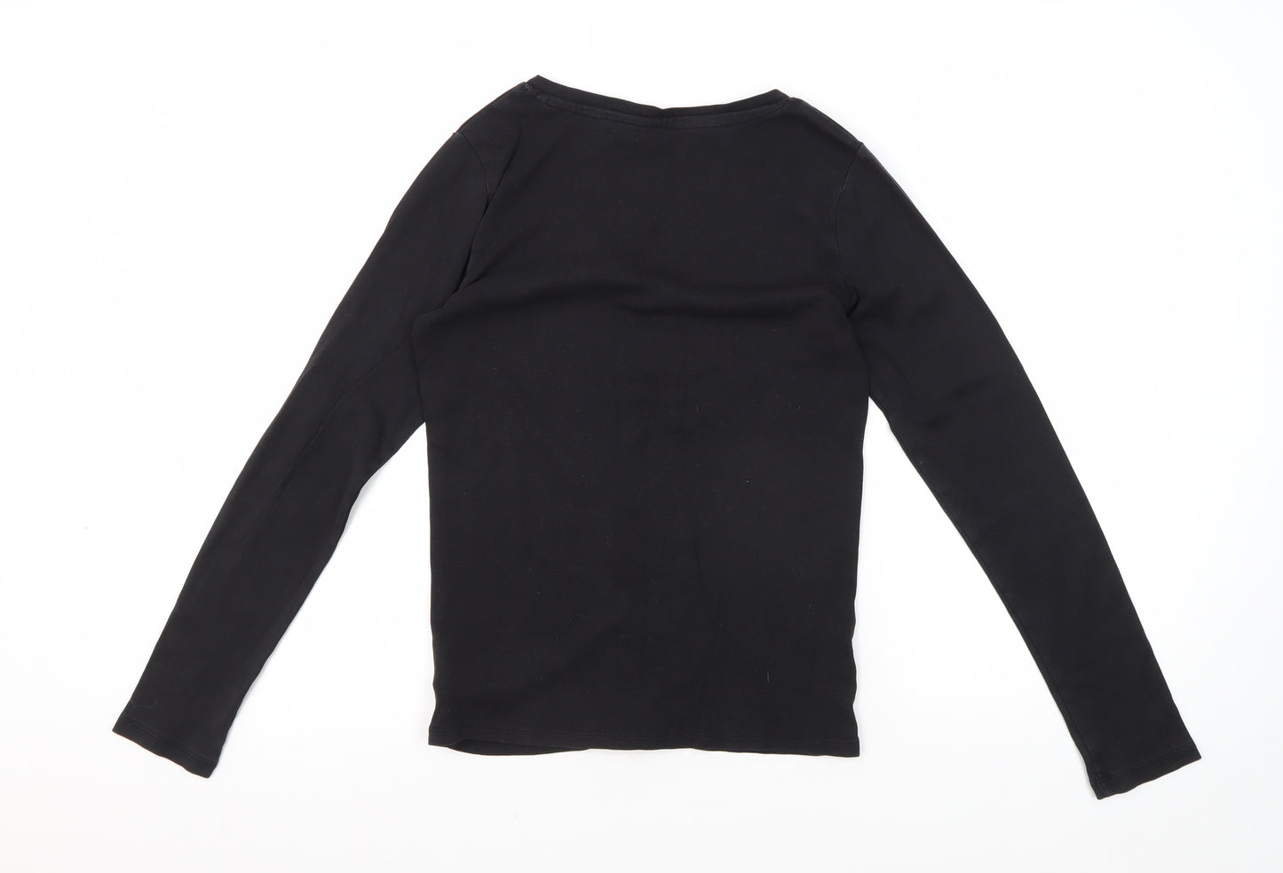 Gap Women's Black V-Neck Long Sleeve T-Shirt M