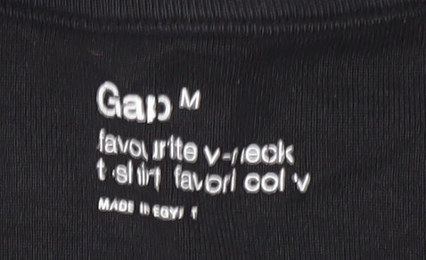 Gap Women's Black V-Neck Long Sleeve T-Shirt M