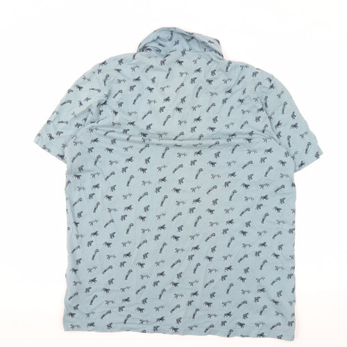 Marks and Spencer Men's Blue XL Animal Print Polo