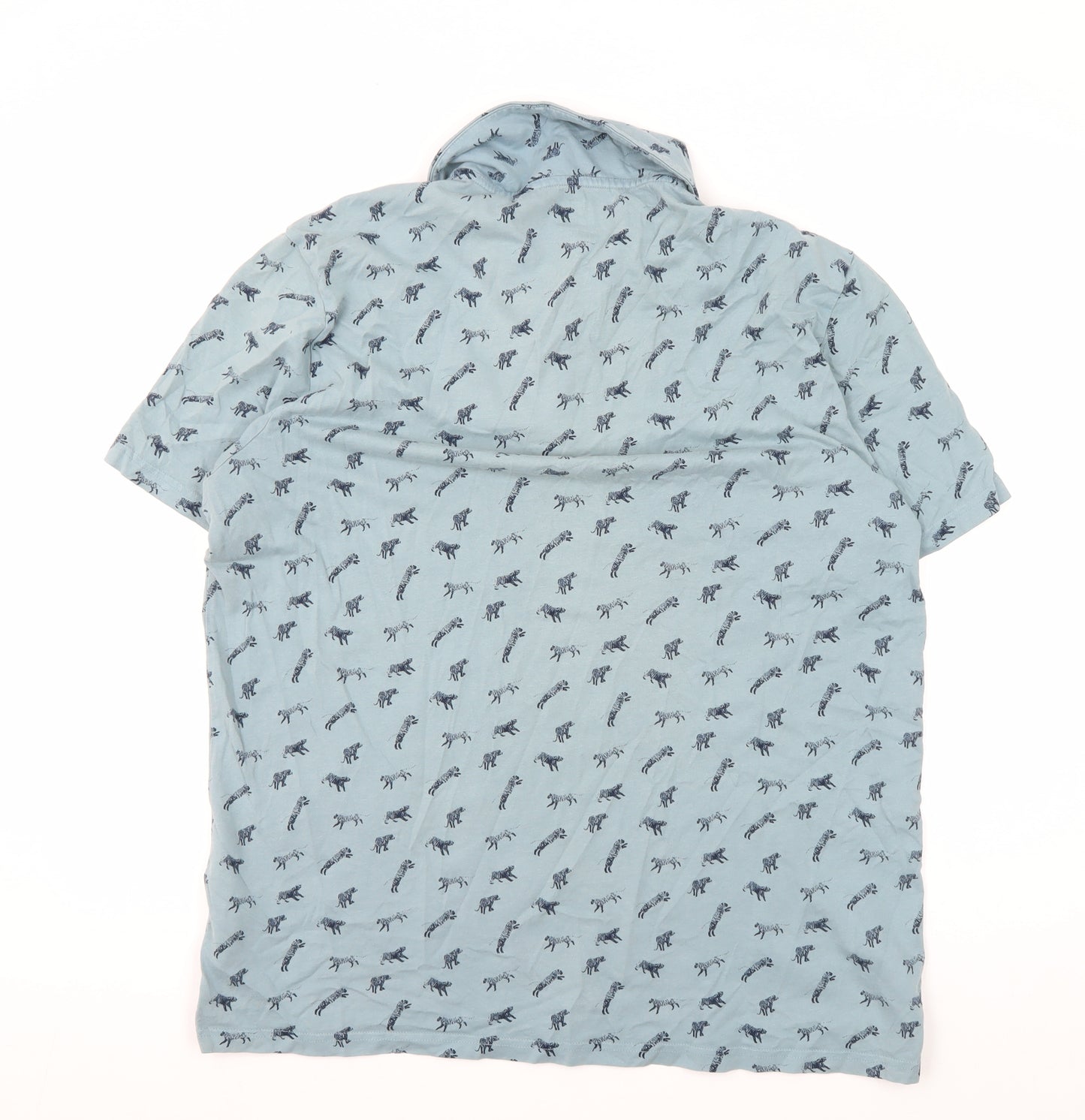 Marks and Spencer Men's Blue XL Animal Print Polo