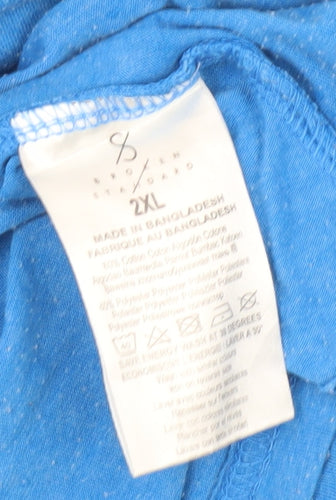 Broken Standard Men's Blue T-Shirt 2XL Crew Neck Regular Fit