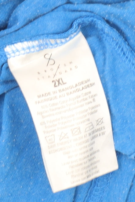 Broken Standard Men's Blue T-Shirt 2XL Crew Neck Regular Fit