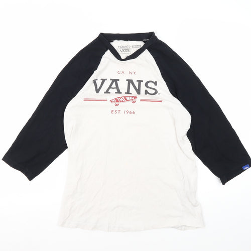 Vans Men's 3/4 Sleeve T-Shirt, White/Black, S