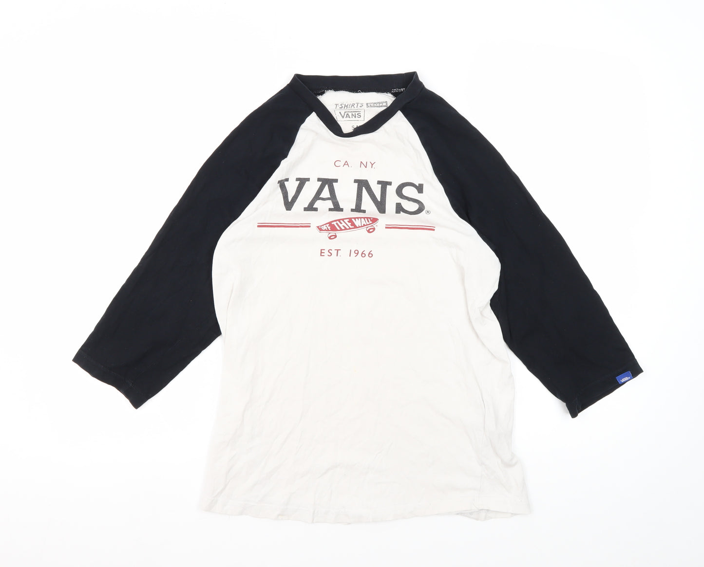 Vans Men's 3/4 Sleeve T-Shirt, White/Black, S