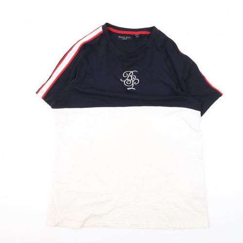 Brave Soul Men's M Blue White Colourblock T-Shirt