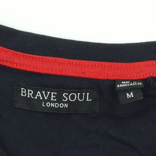 Brave Soul Men's M Blue White Colourblock T-Shirt