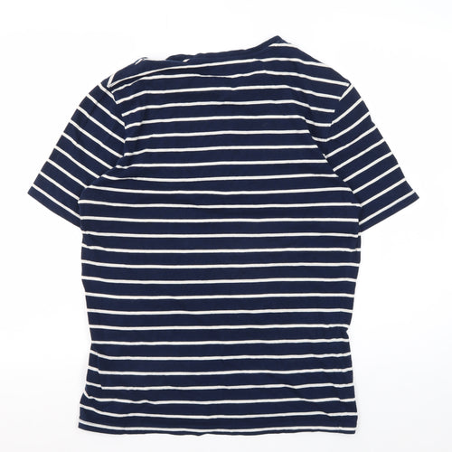 Marks and Spencer Men's Blue Striped Cotton T-Shirt S