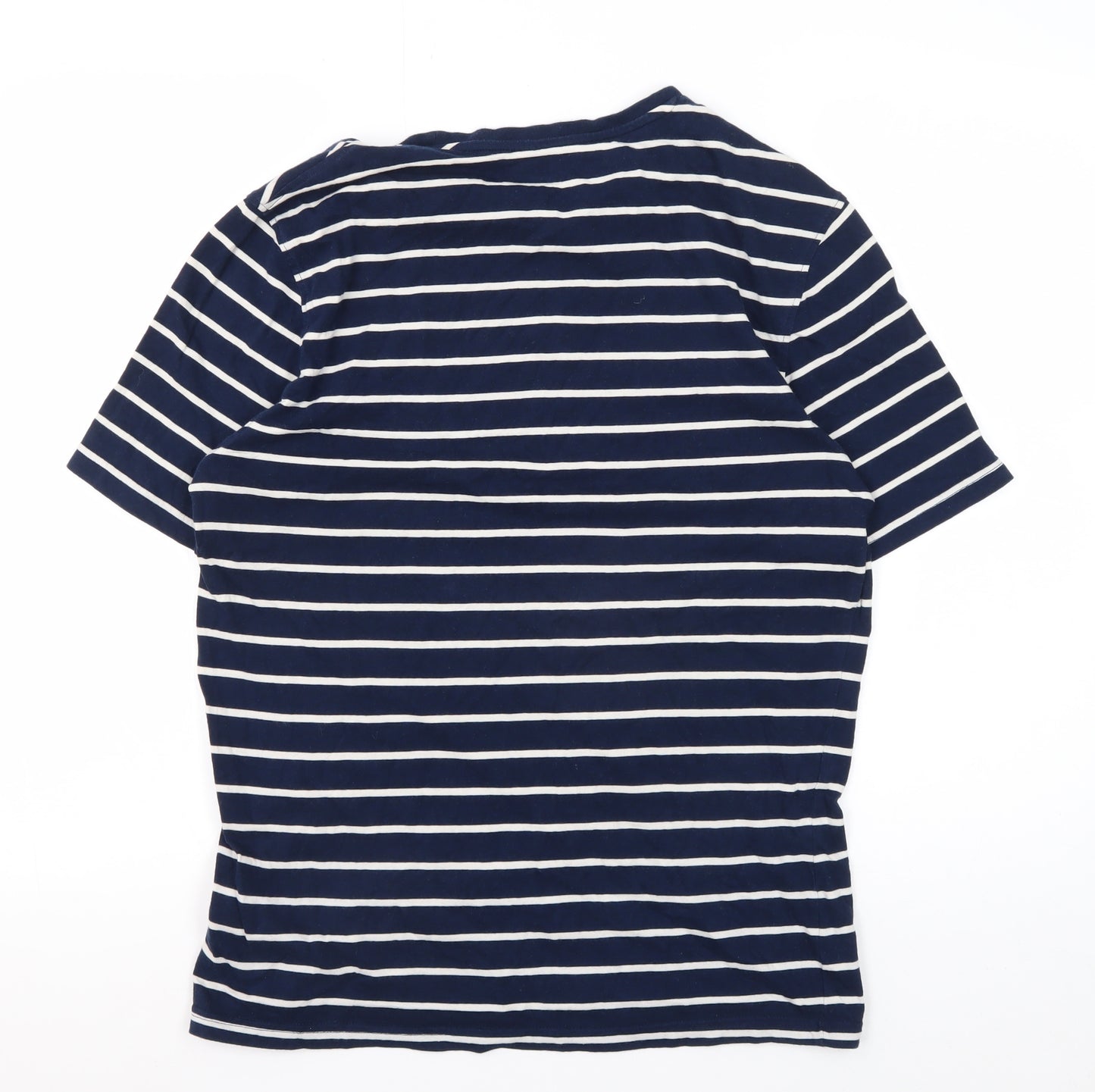 Marks and Spencer Men's Blue Striped Cotton T-Shirt S