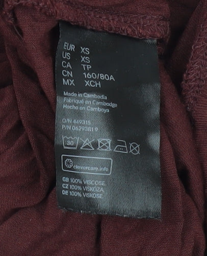 H&M Women's Brown Sleeveless Dress XS Elegant Viscose