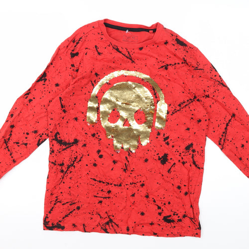 Next Boys Red Skull Graphic Long Sleeve T-Shirt, 12 Years