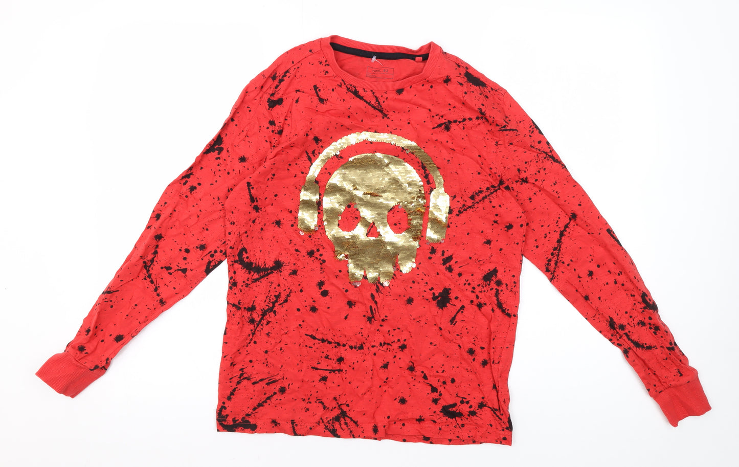 Next Boys Red Skull Graphic Long Sleeve T-Shirt, 12 Years