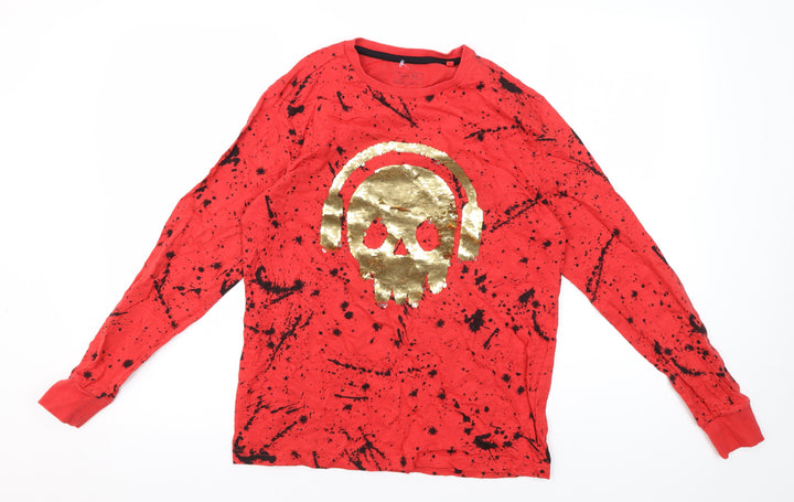 Next Boys Red Skull Graphic Long Sleeve T-Shirt, 12 Years