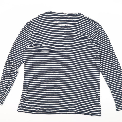 WAX London Men's Blue Striped Long Sleeve T-Shirt L
