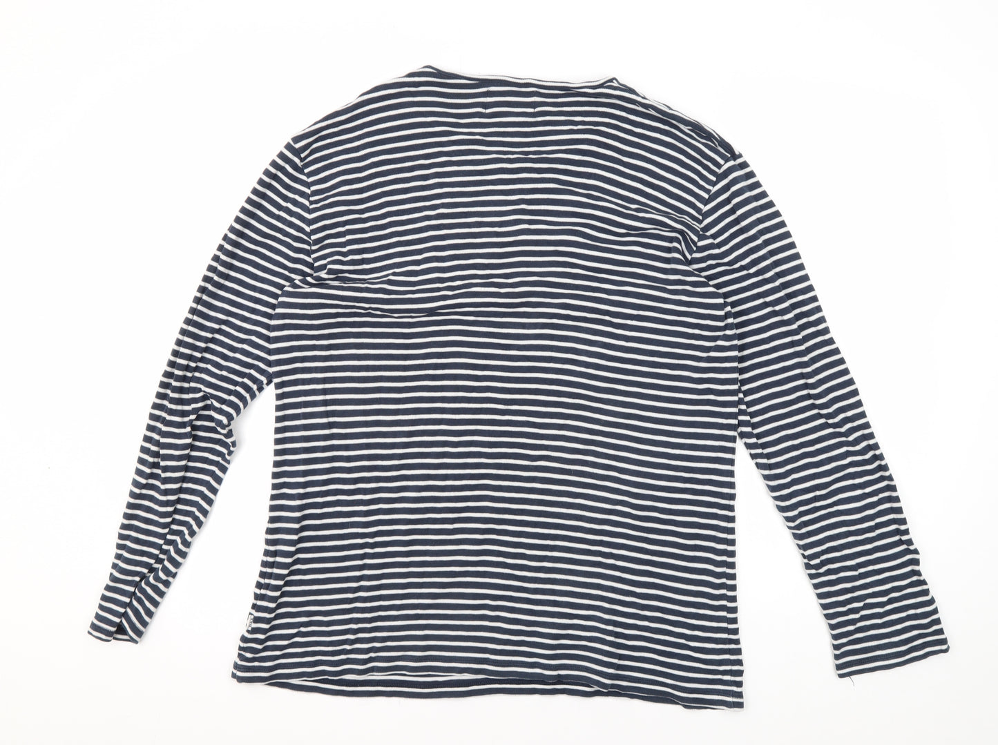 WAX London Men's Blue Striped Long Sleeve T-Shirt L