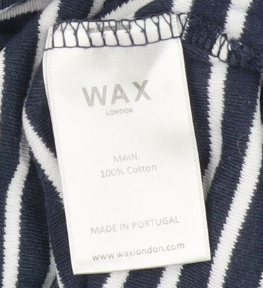 WAX London Men's Blue Striped Long Sleeve T-Shirt L