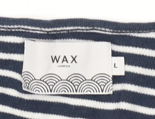 WAX London Men's Blue Striped Long Sleeve T-Shirt L