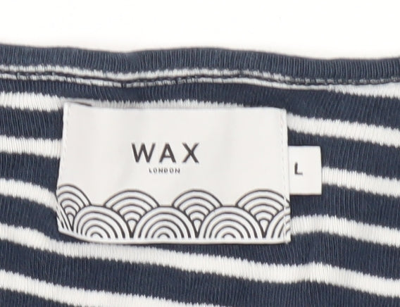 WAX London Men's Blue Striped Long Sleeve T-Shirt L