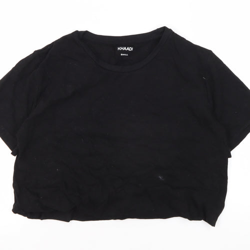 Khaadi Women's Black Basic T-Shirt, Size S, Crew Neck