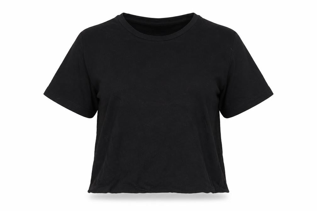 Front view of Khaadi Women's Black Basic T-Shirt, size S, Crew Neck
