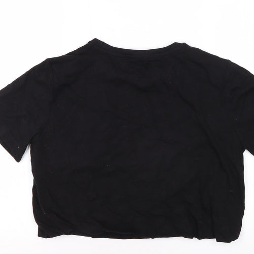 Khaadi Women's Black Basic T-Shirt, Size S, Crew Neck