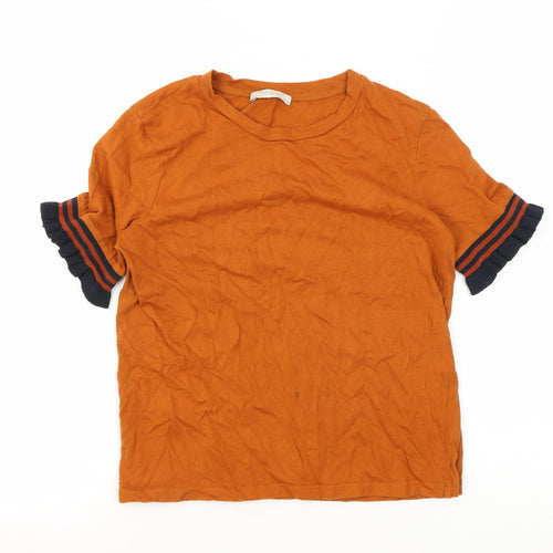 Zara Trafaluc Girls Orange Crew Neck T-Shirt S