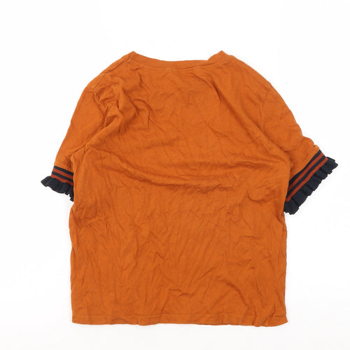Zara Trafaluc Girls Orange Crew Neck T-Shirt S