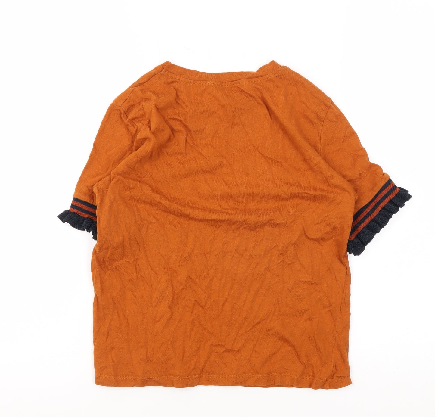 Zara Trafaluc Girls Orange Crew Neck T-Shirt S