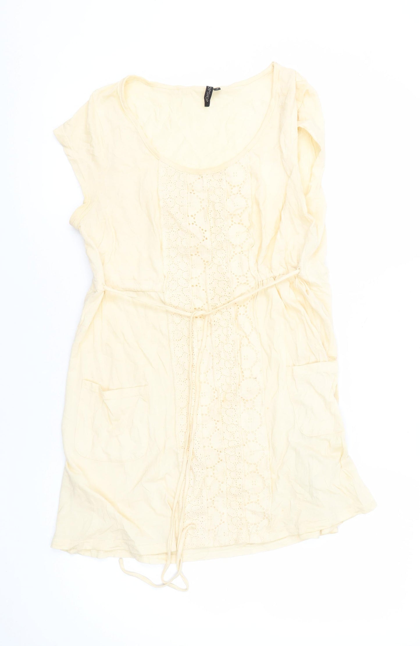 Topshop Women's Beige Shift Dress Size 12, Casual Summer