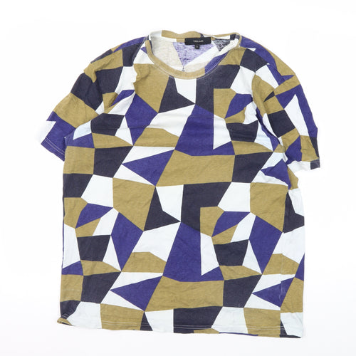 Villain Men's Geometric T-Shirt Multicoloured L